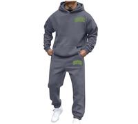 Mens 2 Piece Linen Beach Set Contrast Full Zip Sports Jacket Casual Joggers Drawstring Elasticated Waist 2 Piece with Zipper Pockets Loungewear for Travel Sport Lounge Wear Xmas Gift Grey