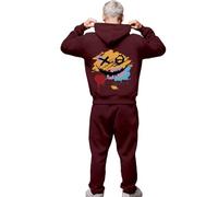 Men's 2 Piece Linen Set Contrast String Fleece Tracksuit Hoodie Top Bottoms Joggers Gym Set Draw Code Tracksuit Athletic Set Sportswear for Gym Running Exercise Fitness Christmas （XL Wine