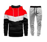 Men's 2 Piece Linen Set Contrast String Fleece Tracksuit Hoodie Top Bottoms Joggers Gym Set Draw Code Tracksuit Loungewear Set Sports Casual Sweat Suit Christmas