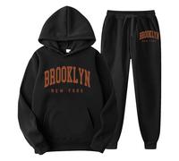 Mens 2 Piece Linen Set Full Zip Jogging Gym Suit Jacket with Pockets Jogger Set Long Sleeve Crew Neck Sweat with Jogger Bottoms (JSX2-Black, XXXL)