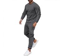 Mens 2 Piece Linen Set Leisure Jogging Set 2 Piece Hoodie with Hood and Pockets Sports Pants Tracksuits Loungewear for Travel Running Jacket and Joggers Christmas Dark Gray