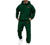 Mens 2 Piece Outfits Athletic Full-Zip Multi-Print Tracksuits Sports Casual Sweat Suit Slim Fit Warm Up Two-Piece Set Sweat Outfit Winter Tracksuit for Men UK Christmas(Dark Green,XL)
