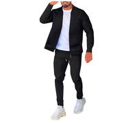 Men's 2 Piece Outfits Contrast String Fleece Tracksuit Hoodie Top Bottoms Joggers Gym Set Draw Code Tracksuit Big and Tall Sweatsuits for Men Comfortable Sports Track Suit Xmas Gift (Khaki, L)