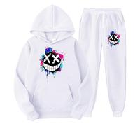 Men's 2 Piece Outfits Full Tracksuit Set Long Sleeve Crew Neck Hoodie with Jogger Bottoms Two Piece Sweatsuit Casual Running Sport Sweat Activewear 2 Piece Suit Pants Xmas Gift (White, XXL)