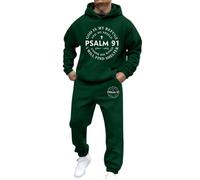 Men's 2 Piece Outfits Hooded Jacket Sweatsuits Jogging Tops Full Zip Joggers Sports Sweatsuit with Pockets Lounge Wear Set 2 Piece Casual Sweat Suits Holiday Clothing (Dark Green, XXXL)