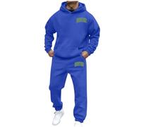 Mens 2 Piece Set Sports Sweatshirt 2 Pieces Hoodie and Pants Autumn Winter Sweatshirt Shooters Long Imprea Letters Jogger Set Fashion Casual Sweatsuits Xmas Gift Blue