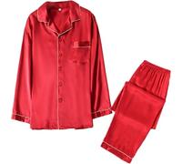 Men's 2-Piece Silk Pajama Set 16Momme Mulberry Silk Male Pjs Sets Long Sleeve Sleepwear
