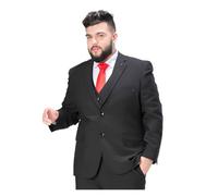 Men's 2 Piece Suit Big And Tall Suits For Men Summer Lightweight Breathable 2 Button Business Wedding Jacket Pants Set(Black,8XL)