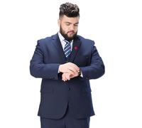 Men's 2 Piece Suit Big And Tall Suits For Men Summer Lightweight Breathable 2 Button Business Wedding Jacket Pants Set(Navy,5XL)