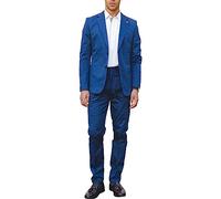 Mens 2 Piece Summer Suit Blue Office Wedding Smart Casual Classic Italian Tailored Fit - Blue 44