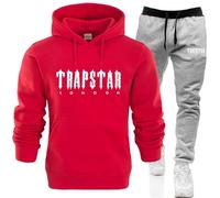 Mens 2 Piece Sweatsuits Sets Big and Tall 2 Piece Casual Athletic Jogging Outfits Short/Long Sleeve Track Suits for Men Set Loungewear for Travel Winter Tracksuit for Men UK Christmas(Red,M)