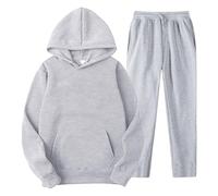 Mens 2 Piece Sweatsuits Sets Big and Tall Long Sleeve Beach V-Neck Button Down Shirts Summer Vacation Loose Yoga Pant with Pockets Loungewear Sets Gym Tracksuit Mens Full Set Xmas (Grey, XXL)