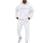 Mens 2 Piece Sweatsuits Sets Big and Tall Sweatsuits Sweat Track Suits 2 Piece Lightweight Casual Athletic Sports Jogging Sets Loungewear Set Sports Casual Sweat Suit Christmas (White, XXXL)