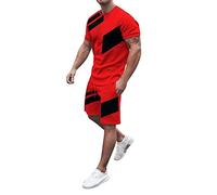 Mens 2 Piece Sweatsuits Sets Plaid Short Sleeve T Shirt and Shorts Set Tracksuit Sweat Outfit Sets