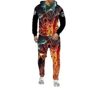 Men's 2 Piece Track Suit Set Jogging Sweatsuit Contrast String Fleece Tracksuit Hoodie Top Bottoms Joggers Gym Set Draw Code Tracksuits Two-Piece Sweatsuits Polyester Joggers Suits Xmas (Orange #2, L)