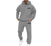 Men's 2 Piece Track Suit Set Jogging Sweatsuit Hoodie Top and Jogging Joggers Bottoms Pants Gym Sport Lounge Wear Sweatshirt Set Textured Jumper and Joggers Christmas (Grey, XXL)