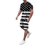 Mens 2 Piece Tracksuit Casual Button Down Shirts Summer Aloha Beach Tracksuits 2 Piece Hippie Outfit Cabana Wear Sales Clearance Black