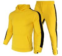 Men's 2 Pieces Shirt Set Jogging Sports Print 2 Pieces Sweatshirts and Trousers Autumn Winter Active Sets Striped Men's Casual T-Shirt Set (JSX1-Yellow, S)