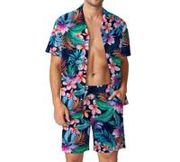 Men's 2 Pieces Tropical Atmosphere Hawaii 3D Printed Short Shirts for Men Trendy Leisure Sport Beach Shirt Suit Summer Mo Casual Shirt Holiday Tops Bottoms, CS250208-782, 4XL