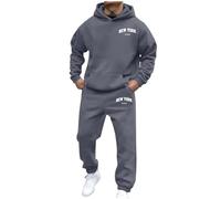 Mens 2 Pieces Workout Tracksuit Casual Pullovers Sweatpants Solid Fashion Sets Turndown Sports Suit Zip Sweatshirts Trousers Two-Piece Tracksuits Sweatshirt Set Men's Activewear Sets Xmas Gift Grey