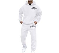 Mens 2 Pieces Workout Tracksuit Full Zip Workout Running Joggers Athletic Casual Sports Suits Jackets with Zipper Pockets Sweatsuits Sets Sport Lounge Wear Christmas (White, XXL)