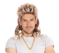 Mens 2 Tone Mullet Wig 80s Pop Star Fancy Dress Adult Costume Accessory