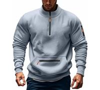Men's 2025 Winter Sweatshirts for Men Fleece Lined Zip Up Cute Outfits Stand Collar Lightweight Sweaters Essential Preppy Sweatshirts Fashion Graphic Workout Cool Thin Mens Grey