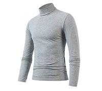 Men's 2026 Turtleneck Compression Tee Shirts for Men Long Sleeve Summer Casual Gym Tops Cute Workout Tees Shirts Loose Fit Trendy Running Fashion Trendy Tshirt Going Out Slim Fitted Grey