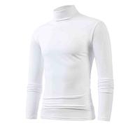 Men's 2026 Turtleneck Compression Tee Shirts for Men Long Sleeve Summer Casual Gym Tops Cute Workout Tees Shirts Loose Fit Trendy Running Fashion Trendy Tshirt Going Out Slim Fitted White