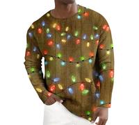 Mens 222 Printed Christmas Sweaters Tops Men's Crewneck Winter Christmas Printed Thickened Hootless Knit Sweater for Holiday Workout Xmas 111 (Yellow, M)