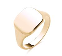 Mens 24ct Gold Cushion Signet Ring on Solid 925 Sterling Silver Size M-Z (Y)