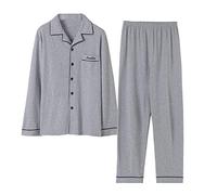 Mens 2Pc Cotton Pajama Set Extra Plus Size Long-Sleeved Pjs Sets Sleepwear Spring,9903,5XL