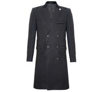 Tru Clothing Mens 3/4 Black Long Double Breasted Warm Winter Business Crombie Overcoat Wool Coat 44