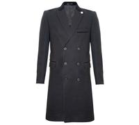 Tru Clothing Mens 3/4 Black Long Double Breasted Warm Winter Business Crombie Overcoat Wool Coat 36