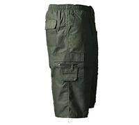 Mens 3/4 Cargo Shorts, Premium Summer Elasticated Waist Cotton Lightweight Swim Beach Cargo Combat Shorts Three Quarter Holiday Pants for Adults UK Plus Sizes M to 5XL, (Olive - 3XL)