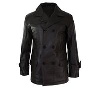 Mens 3/4 Double Breasted Real Leather Dr Who Kreigsmarine Uboat Jacket Brown