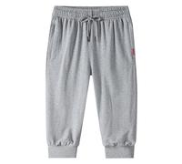 Men's 3/4 Jogger Capri Pants Workout Gym Below Knee Shorts Zipper Pockets