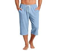 Mens 3/4 Length Shorts Casual Capri Baggy Sweat Shorts Cropped Loose Fit Gym Trousers Summer Elasticated Waist Wide Leg Beach Yoga Trouser Lightweight Sweatpant Running Short