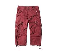 Men's 3/4 Length Shorts UK Sale Cotton Casual Capri Cargo Shorts Cropped Trousers with Multi Pockets Camo Combat Work Short Bottoms Casual Outdoor Summer Army Half Pants (XL, Wine)