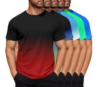 Mens 3/5/10 Pack Cradient Colour Tee Multipack Crew Neck Ombre T-Shirt Gift for Him Short Sleeve Top - Everyday/Summer Colours - XS to 5XL
