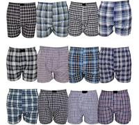 Mens 3 6 9 12 Pack Classic Shorts Boxer, Super Soft Stretchy Comfortable Breathable Jersey Multipack Trunks Underwear Pants With Elastic Waistband UK Size S-6XL, (Check Print - 12 Pairs - S)
