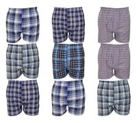 Mens 3 6 9 12 Pack Classic Shorts Boxer, Super Soft Stretchy Comfortable Breathable Jersey Multipack Trunks Underwear Pants With Elastic Waistband UK Size S-6XL, (Check Print - 9 Pairs - XXL)