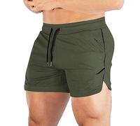 Mens 3 Inch Running Shorts Quick Dry Gym Shorts with Pockets Lightweight Jogging Short Drawstring Trousers Elasticated Waist Breathable Sweat Pants for Cycling Walking Hiking Green