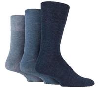 Mens 3 Pair Gentle Grip Plain Cotton Socks 8-12 Blues