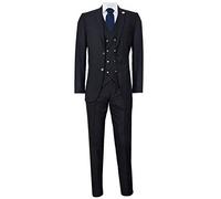 Mens 3 Piece Black Suit Gatsby 1920s Blinders Gangster Pinstripe Tailored Fit 40/34W