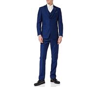 Mens 3 Piece Business Suit Navy Blue Retro Smart Formal Jacket Trouser Waistcoat[SUIT-JROSS-NAVY-58,UK/US 58 EU 68,Trouser 52"]