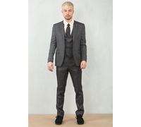 Men's 3 Piece Charcoal Prince of Wales Check Suit Tailored Fit Formal