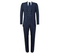 Mens 3 Piece Navy Blue Suit Gatsby 1920s Blinders Gangster Pinstripe Tailored Fit 40/34W