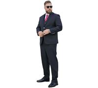 Men's 3 Piece Suit Big And Tall Suits For Men 2 Buttons Solid Color Business Wedding Jacket Vest Pants Set(Navy,9XL)