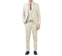 TruClothing IM200 - Men's Cream Tailored Fit Wedding 3 Piece Suit - 40" Jacket 34" Trousers